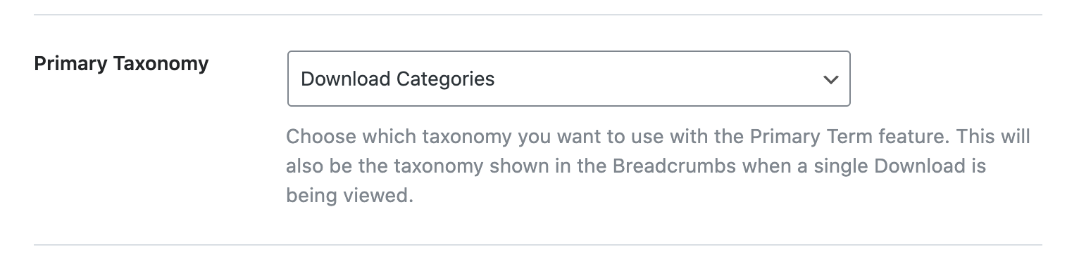 Primary Taxonomy - Easy Digital Downloads