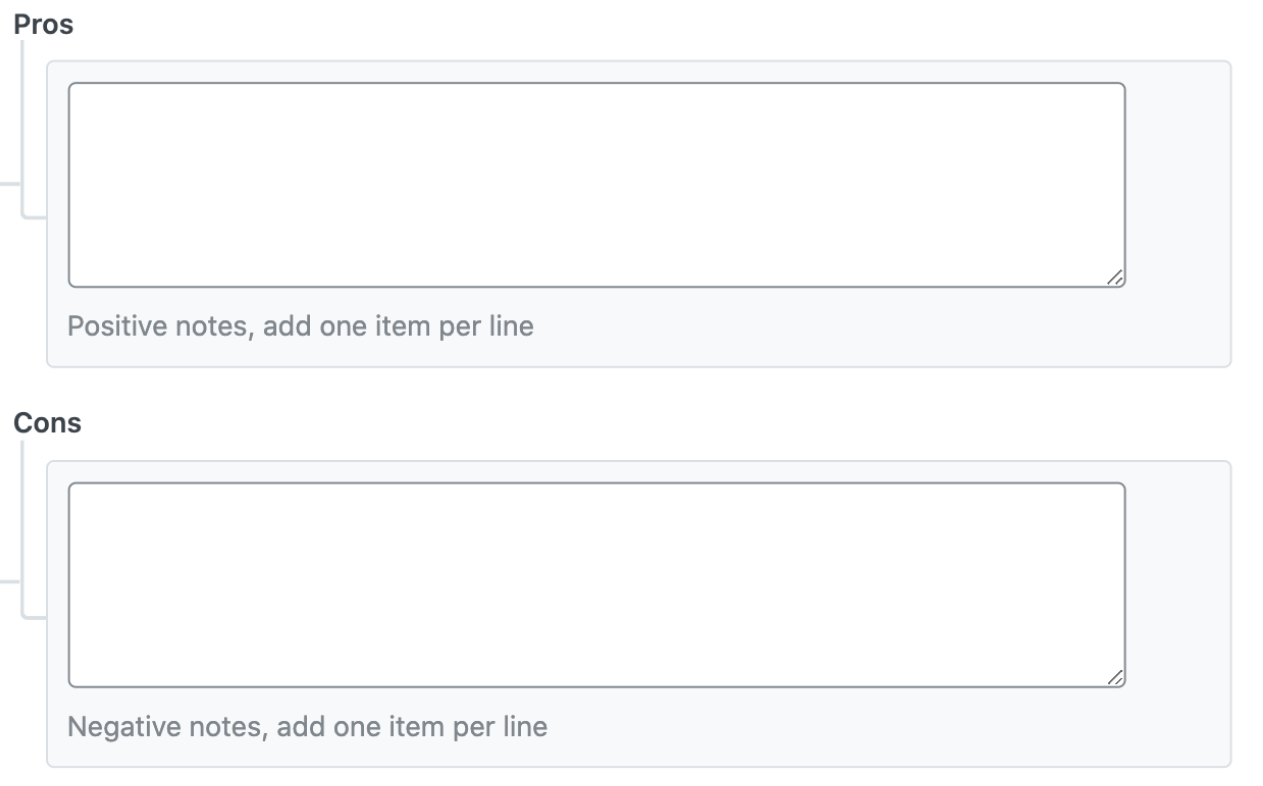 Pros and Cons Schema fields