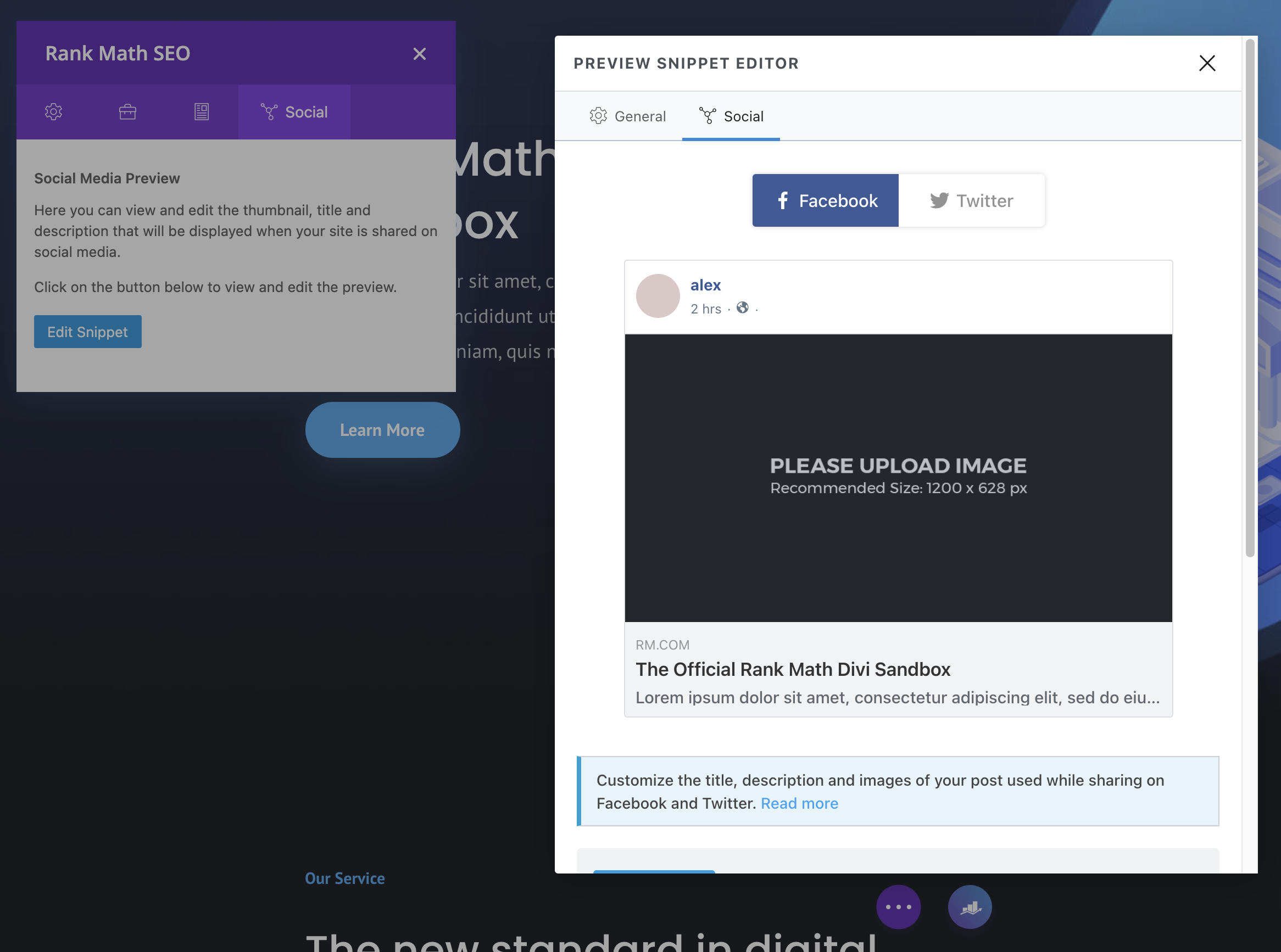 Rank Math Divi Social Media Preview