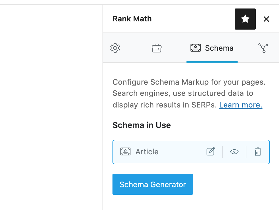 Schema tab of Rank Math Meta Box