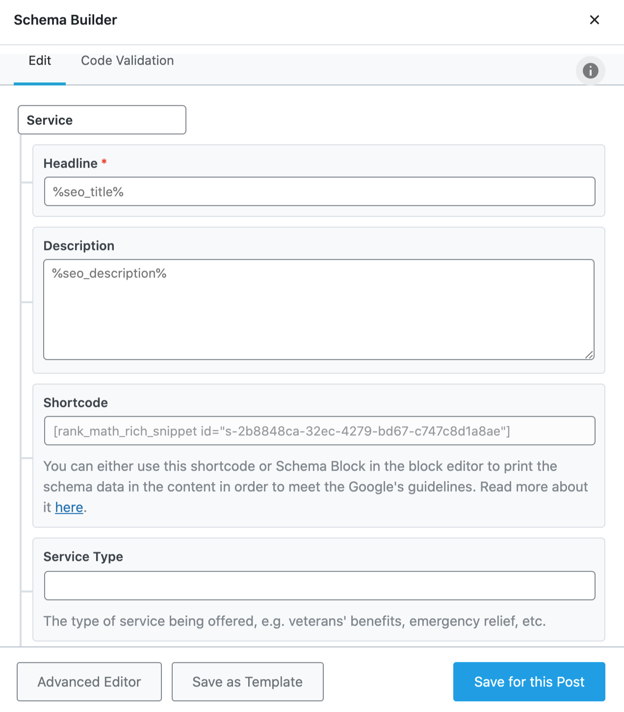 Service Schema Builder