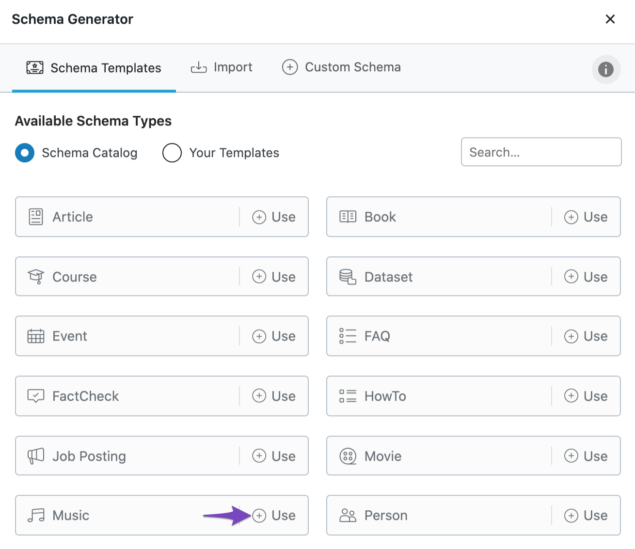 Use Music Schema type