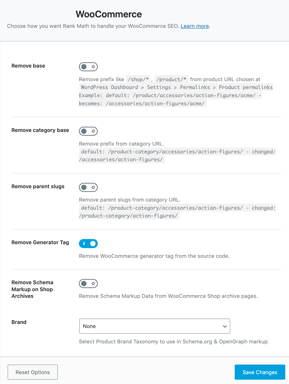 WooCommerce SEO settings